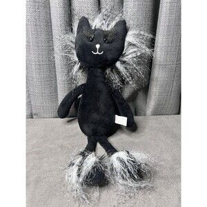 Hobby Lobby Black Cat Plush Stuffed Animal Long Hair Furry Head Feet Toy 15 Inch